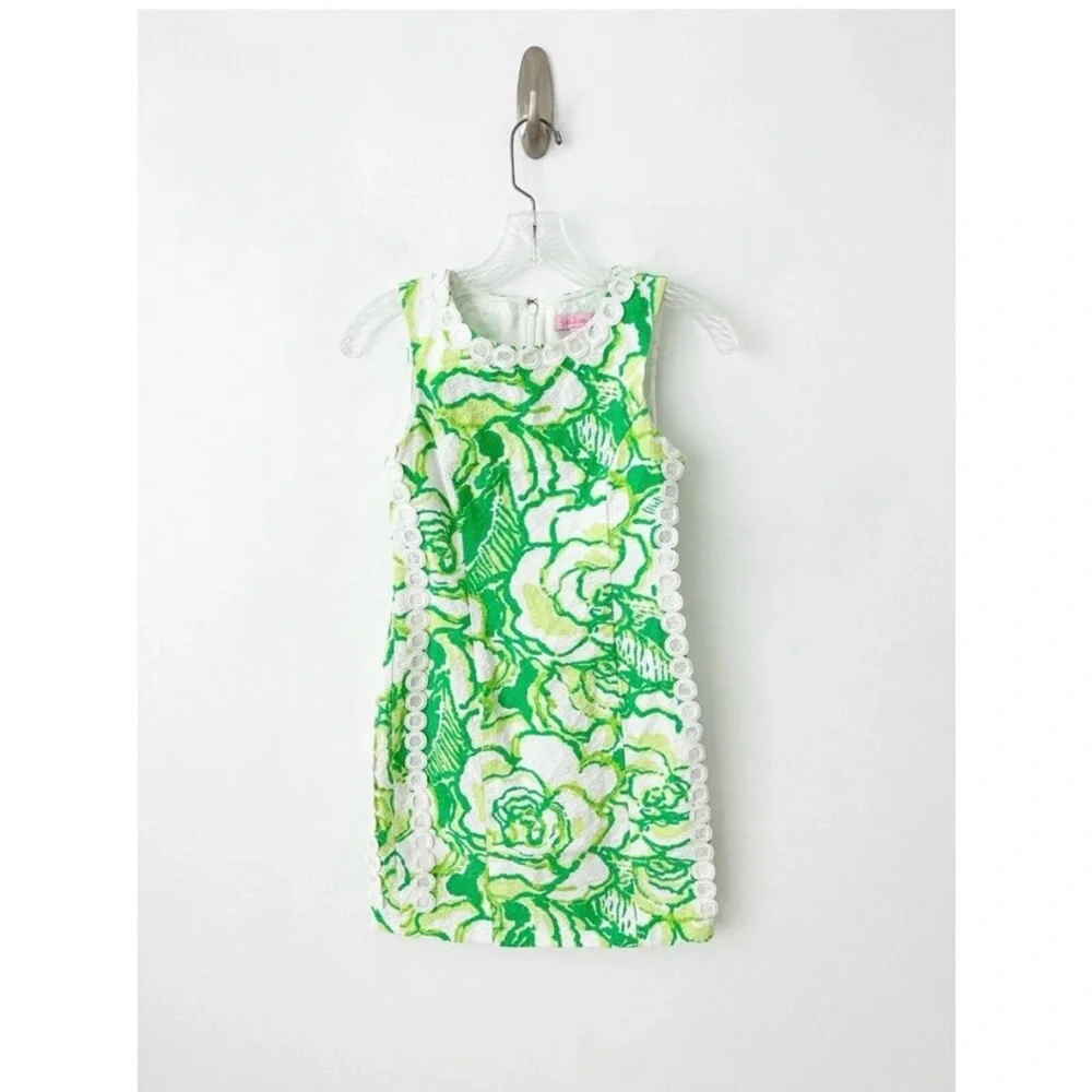 Lilly Pulitzer Mila Resort White Heart Breaker Shift Dress 00 100% Cotton Floral - Picture 5 of 9